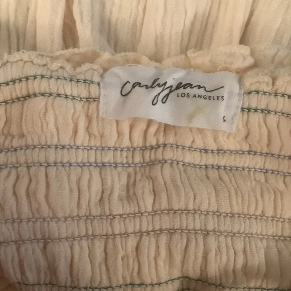 Carly Jean LA Cream Smocked Midi Dress Tiered Cotton Sundress Size S - Picture 2 of 6